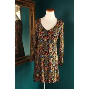 Old Navy Women's  Black Floral Ruffle Long Sleeve Cottagecore Fairy Forest Sz 6